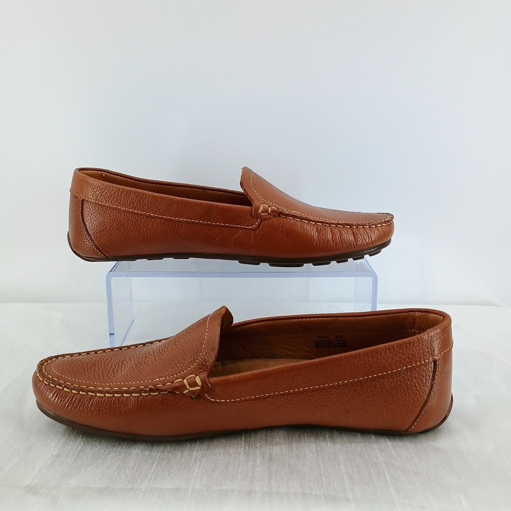 Classic Women's Brown Leather Driving Loafers - Picture 2 of 9